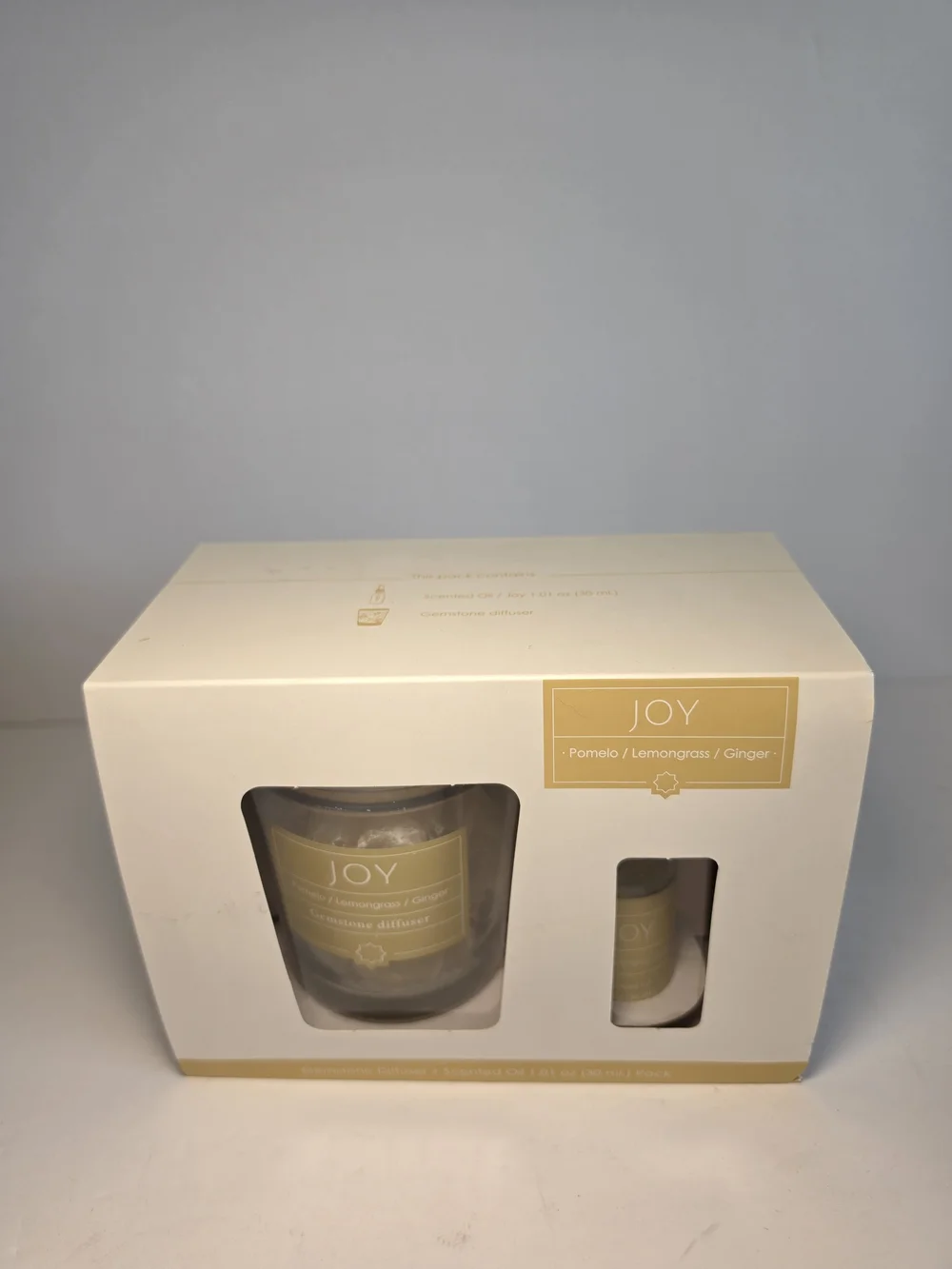 NWT F&F Yellow Gemstone Diffuser Set Pomelo Lemongrass Ginger Scented Salt Rock
